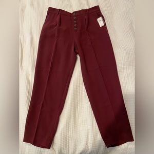 Anthropologie cropped ankle maroon button pant